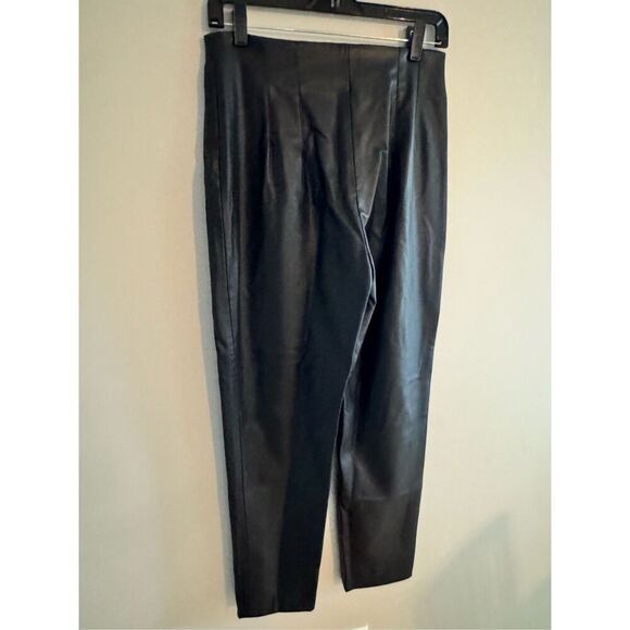 Zara Faux Leather Pleated Black High Waist Pants, Size M - Picture 7 of 10
